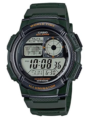 カシオ 10年バッテリー クォーツ メンズ 自動巻腕時計 樹脂 (モデル: AE1000W-2AV) グリーン