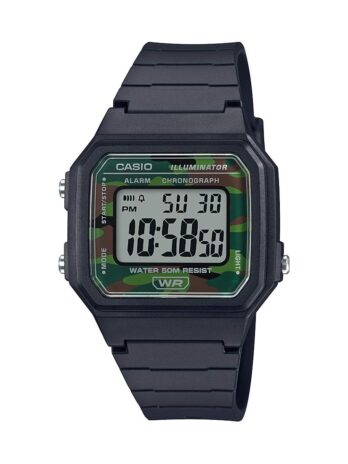 Casio メンズ クラシック カモフラージュ クォーツ ウォッチ 樹脂ストラップ付き ブラック 22.5 (モデル:W-217H-3BVCF)