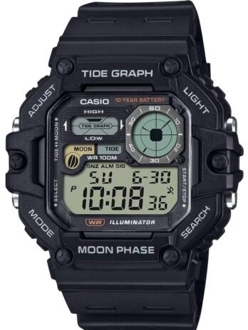 カシオ イルミネータータイドグラフ ムーンフェイズ 10年バッテリーデジタルウォッチ, ブラック, WS-1700H-1AVCF