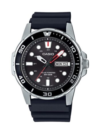 Casio Men’s Stainless Steel Quartz Resin Strap, Black, 22 Casual Watch (Model: MTP-S110-1AVCF)