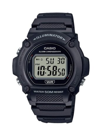 Casio Quartz Fitness Watch with Resin Strap, Black, 25.5 (Model: W-219H-1AVCF)