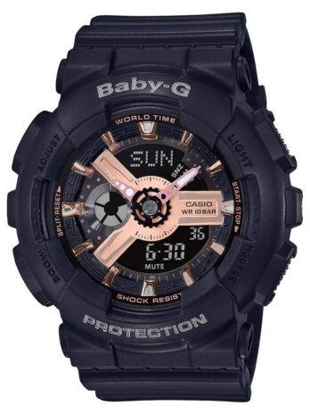 Casio BA110RG-1A Baby-G レディース腕時計 ブラック 43.4mm 樹脂