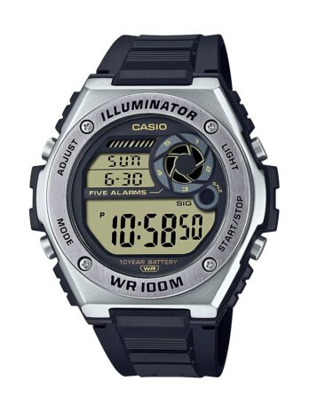 Casio Men’s Heavy Duty Digital 10 Year Battery Quartz Resin Strap, Black, 25.7 Casual Watch (Model: MWD-100H-9AVCF)