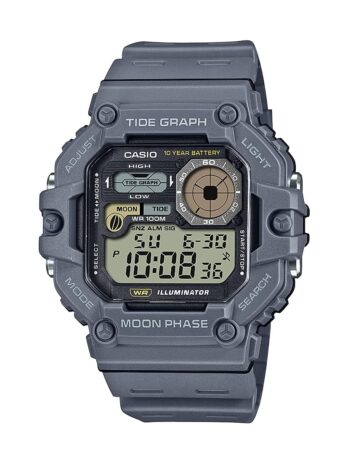 カシオ イルミネータータイドグラフ ムーンフェイズ 10年バッテリーデジタルウォッチ, グレー, WS-1700H-8AVCF