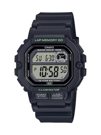 Casio WS1300Hシリーズ | デジタルウォッチ | 100メートル防水 | LEDバックライト | 1/100 SEC ストップウォッチ | タイドグラフ | カウンドタウンタイマー | LEDライト | 多機能アラーム | 10年バッテリー, ブラック///ホワイト, WS1400H-1AV。