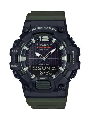 Casio (カシオ) メンズ HDC-700-1AVCF クラシック アナログ-デジタル表示 クォーツ ブラック 腕時計, ブラック/グリーン, 46.5mm., クォーツ腕時計。