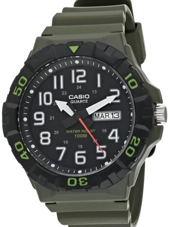 Casio メンズ ミリタリー 3HD MRW-210H-3AV クォーツウォッチ ブラック/グリーン スポーツ, グリーン, MRW-210H-3AVCF。