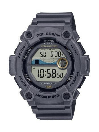 カシオ タイドグラフ ムーンフェイズ メンズ スポーツウォッチ イルミネーター付き (モデル WS-1300H-8AV グレー), グレー, デジタル。