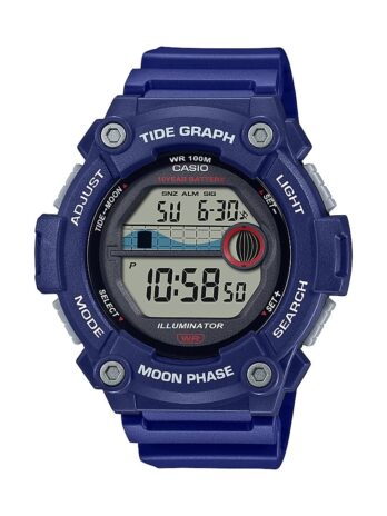 カシオ タイドグラフ ムーンフェイズ メンズ スポーツウォッチ イルミネーター付き (モデル WS-1300H-2AV ブルー), ブルー, デジタル。