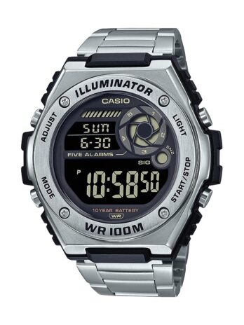 カシオ LED イルミネーター メンズ クォーツ デジタル 腕時計 曜日/日付表示 100M 防水 5 アラーム MWD-100HD-1BV, ブラック, モダン