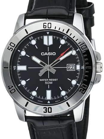 Casio Men’s Enticer MTP-VD01L-1EVU Silver Leather Japanese Quartz Fashion Watch