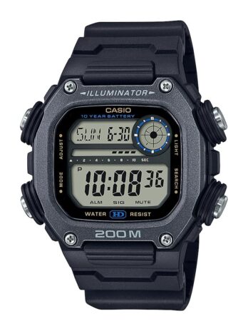 カシオ イルミネーター10年バッテリーエクストラロングストラップメンズ腕時計 DW-291HX-1AV、ブラック, ブラック, モダン