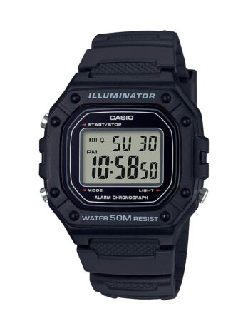 Casio(カシオ) メンズ クラシック ステンレススチール クォーツウォッチ 樹脂ストラップ付き ブラック 21.1 (モデル: W-218H-1AVCF)