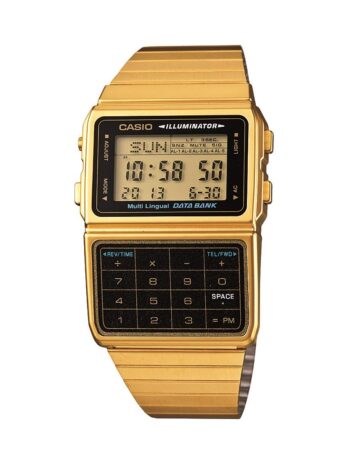 Casio DATABANK Japanese Quartz Watch with Stainless Steel Strap, Gold, 22 (Model: DBC611G-1VT)