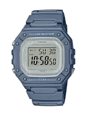 Casio イルミネーター アラーム クロノグラフ デジタル スポーツウォッチ (モデル W218HC-2AV) (ブルー), ミディアムブルー, クロノグラフ、デジタル。