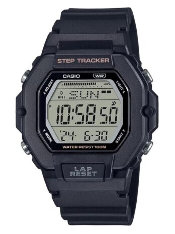 カシオ ステップトラッカー 100M 防水 メンズ デジタル腕時計 LWS2200H-1AV、ブラック, ブラック, モダン