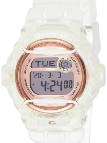 Casio Baby-G BG169G-7B Face Protector Ion-Plated Metal White Rose Gold Watch Digital