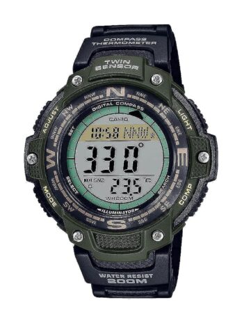 Casio (カシオ) ツインセンサー ワールドタイム 200m 防水 デジタル コンパス 腕時計, ブラック, デジタル