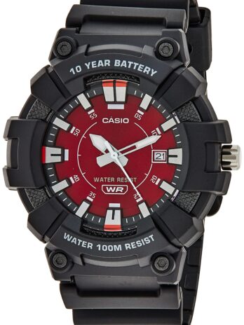 カシオ メンズ 高耐久 10年バッテリー日付表示腕時計 (モデル:MW610H-4AV) (ブラック/レッド), tba, モダン