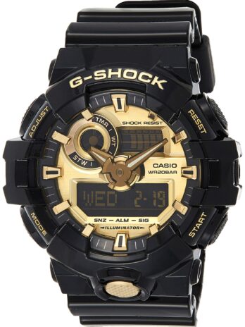 カシオメンズ ‘G SHOCK’ クォーツ レジン カジュアル ウォッチ One Size ブラックゴールド