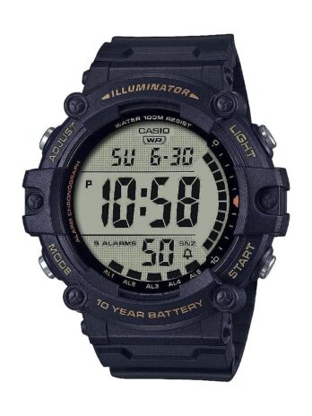 カシオ イルミネーター エクストラロングストラップ 10年バッテリー 100M 防水 5アラーム カウントダウンタイマー付き メンズ デジタルウォッチ ブラック AE-1500WHX-1AVCF ブラック スポーツ, ブラック, スポーツ。