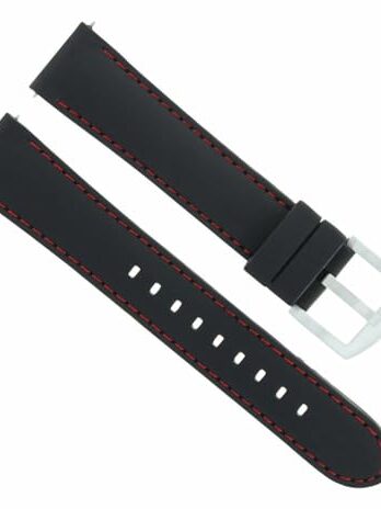 Ewatchparts 20mm ゴム製腕時計バンドストラップ Tissot PRS516 Racing 1853 Watch ブラック レッドステッチ対応