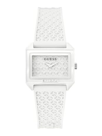 GUESS ホワイトシリコンアナログ腕時計。, ホワイト, one, モダン