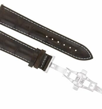 18mm レザーウォッチバンド ストラップ 展開クラスプ バックル ティソ LE LOCLE ダークブラウン WS 3B用