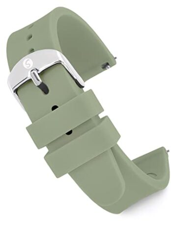 Speidel 交換用スクラブシリコン時計バンド 看護師 医師 学生用 18mm 20mm 22mm 24mm, セージ/シルバーバックル, 18MM, クラシック