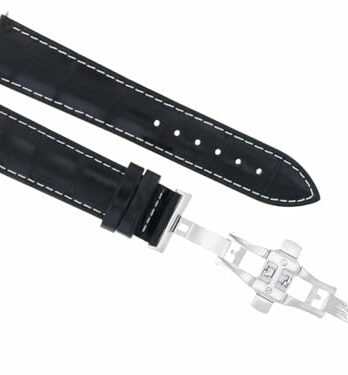 19 mm Leather Watch Band Strap Deployment Clasp forティソブラックWS 3b