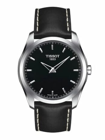 Tissot メンズ Couturier クオーツ 316L ステンレススチールケース クォーツウォッチ ブラック レザー 22 (T0354461605102), ブラック, モダン