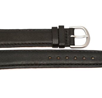 18 mmブラックステッチパッド入りBrushedスチールバックルレザー時計バンドストラップFits Swiss Army Wenger