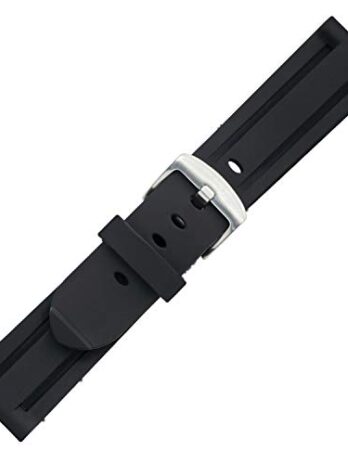 Speidel ゴム製交換用ブラック腕時計バンド 20mm、22mm、24mm、26mmのスポーツウォッチ用 22mm