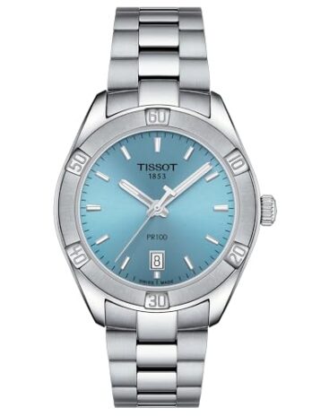 Tissot PR100レディスポーツシックブルー、ブルー、クォーツウォッチ, ブルー, クォーツ腕時計。