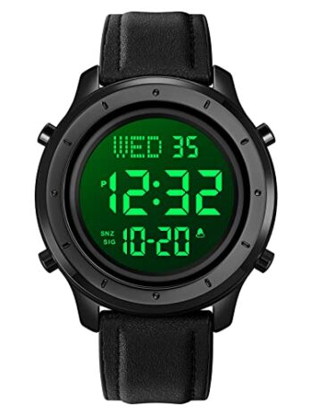 Gosasa メンズ スポーツウォッチ カウントダウン ストップウォッチ メンズ腕時計 防水 LED 電子デジタル 男性用腕時計 12/24時間 多機能腕時計, ブラック – ブルーライト。, モーション。