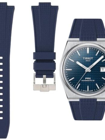 Tissot PRX Powermatic 80 シリコーンゴム交換用腕時計ストラップ – Tissot PRS Automatic、クオーツ クロノグラフ 40mm用時計バンド – サイズ12mm – 男女兼用 – クイックリリース, 12mm, シリコーンゴムステンレススチール。, 宝石なし