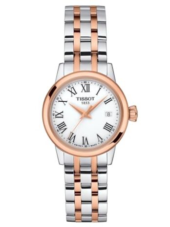 Tissot orologio Classic Dream Lady 28mm bianco quarzo acciaio finitura PVD oro rosa T129.210.22.013.00