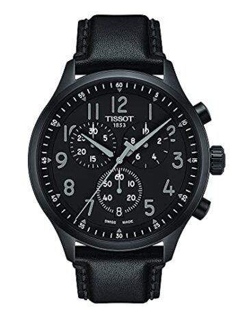Tissot メンズ クロノ XL ヴィンテージ 316L ステンレススチールケース ブラックPVDコーティング スイスクォーツウォッチ、ブラック、レザー、22 (T1166173605200), ブラック, クォーツ腕時計。