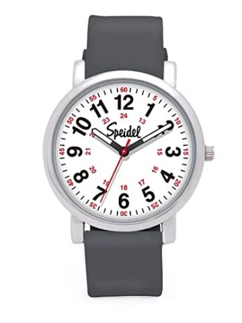 Speidel (スペイデル) オリジナル スクラブウォッチ? 看護師、医療専門家、学生向け ? 様々な医療スクラブカラー、読みやすい文字盤、秒針付きミリタリータイム、シリコンバンド、防水, グレー, Original – 38mm, オリジナルケース/文字盤