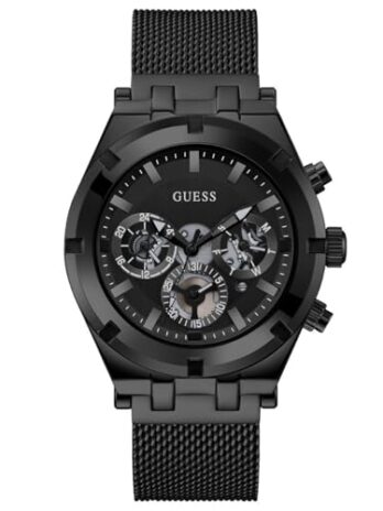 GUESS メンズ 44.0mm 腕時計 – ブラックブレスレット ブラックダイヤル ブラックケース, ブラック