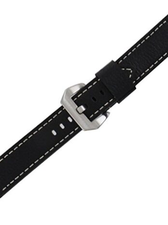Speidel 本革腕時計バンド 22mm 24mm 26mm ブラックとブラウン カーフスキン コントラストステッチ交換用ストラップ ステンレススチールメタルバックルクラスプ ほとんどの時計ブランドに対応 26 ブラック
