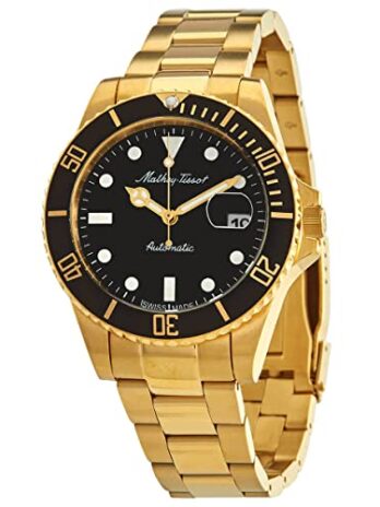 Mathey-Tissot Mathy ヴィンテージ 自動巻き 42mm ブラックダイヤル メンズ腕時計 H9010ATPN, ブラック///ホワイト, ブレスレット
