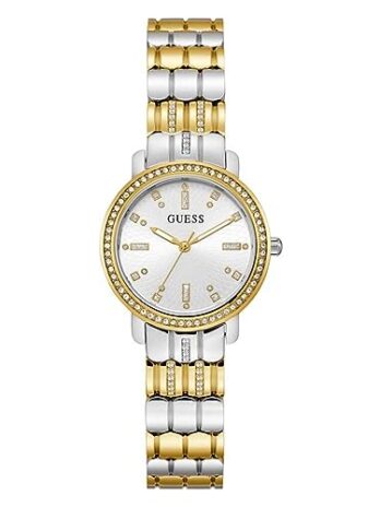 GUESS レディース 30mm 腕時計 ツートンカラー ブレスレット ホワイトダイヤル ツートンカラー ケース, ツートンカラー。, クラシック