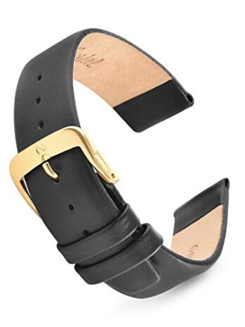 Speidel 本革腕時計バンド ブラック クラシック カーフスキン 交換用ストラップ 20mm, ブラック、シルバーバックル付き, 20mm, クラシック