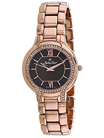 MATTHEY-TISSOT レディースクォーツステンレススチールストラップ、ローズゴールド、16カジュアルウォッチ(モデル:D2781PM)、ブラウン、ブラウン、クォーツムーブメント, ブラウン, クォーツムーブメント。