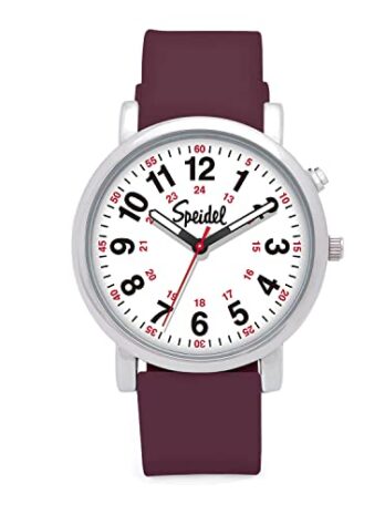 Speidel Glow Scrub Watch? エレクトロルミネセンス 看護師 医師 医療専門家 学生 メンズ レディース ユニ 読みやすい文字盤 ミリタリータイム 秒針 シリコンバンド 防水, Engraved with Wine Band, スクラブグロー
