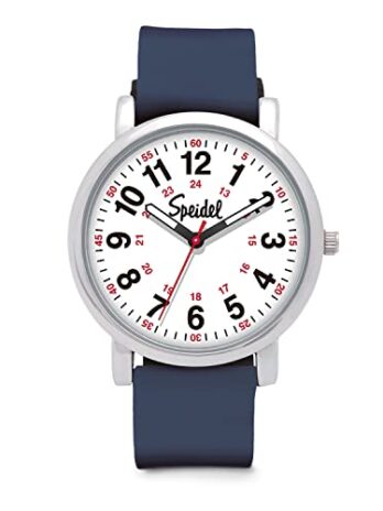 Speidel オリジナル スクラブウォッチ 看護師 医療専門家 学生用 ? さまざまな医療スクラブカラー 読みやすい文字盤 秒針付きミリタリータイム シリコンバンド 防水, ネイビー, オリジナルスクラブ