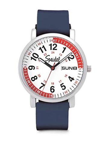 Speidel スクラブ30腕時計 医療専門家用 スクラブマッチング ネイビーシリコンバンド パルソメーター 日付ウィンドウ 読みやすい文字盤 秒針 看護師のミリタリータイム