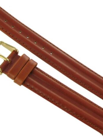20 mm Speidel Heavyサドル本革Padded StitchedタンHoney Brown Watch Band Long