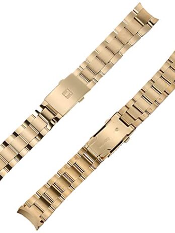 Tissot ステンレススチールゴールドウォッチストラップ、19 (モデル:T605045894), ゴールド, レトロ